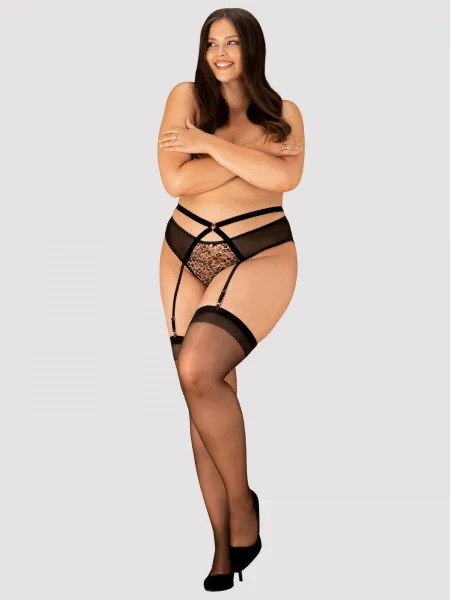 Black Garter Belt Obsessive Allunes — Animal Print