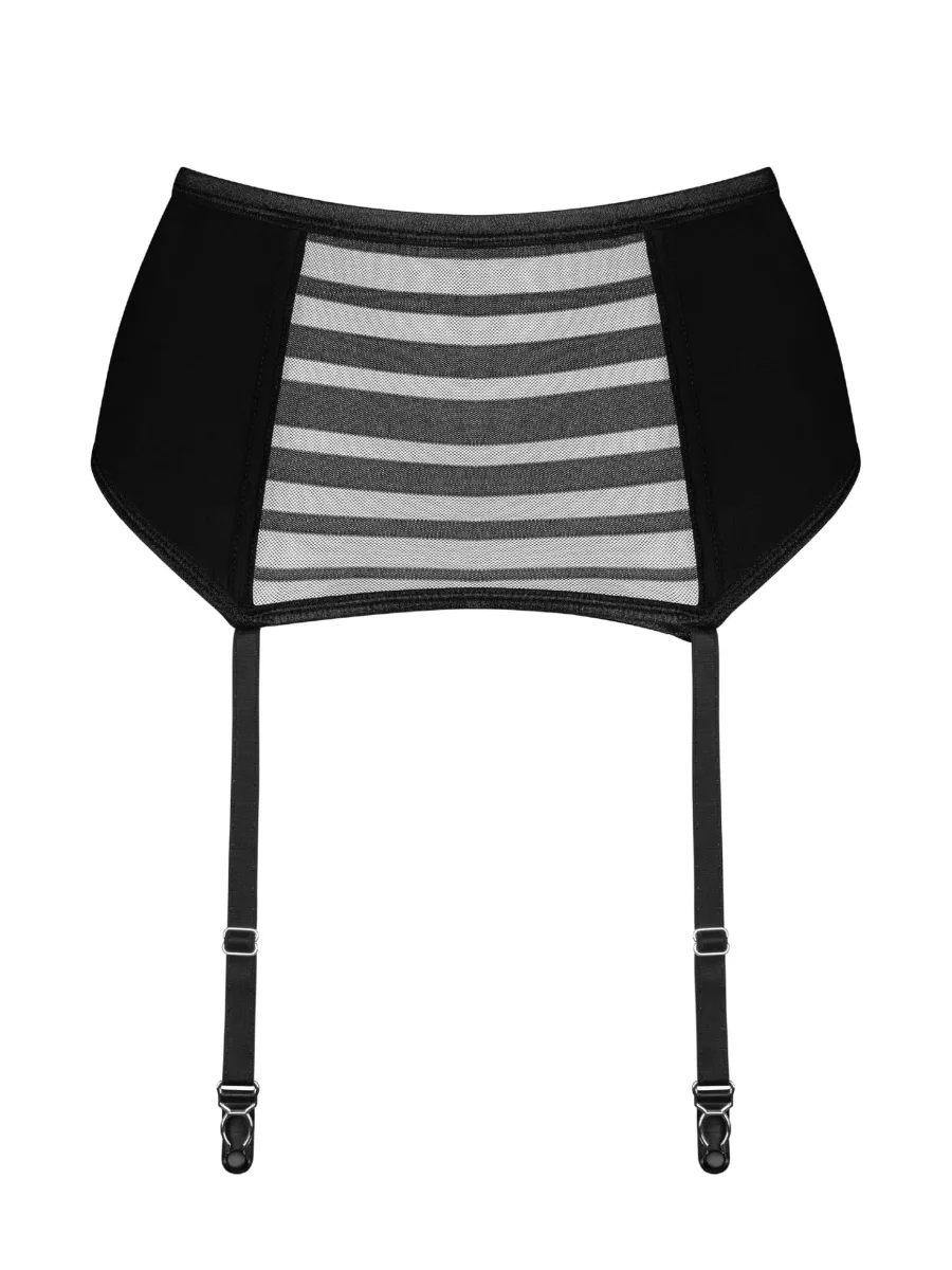 Black Garter Belt Obsessive Exquisite Lune Bellis — Striped Lacing Style