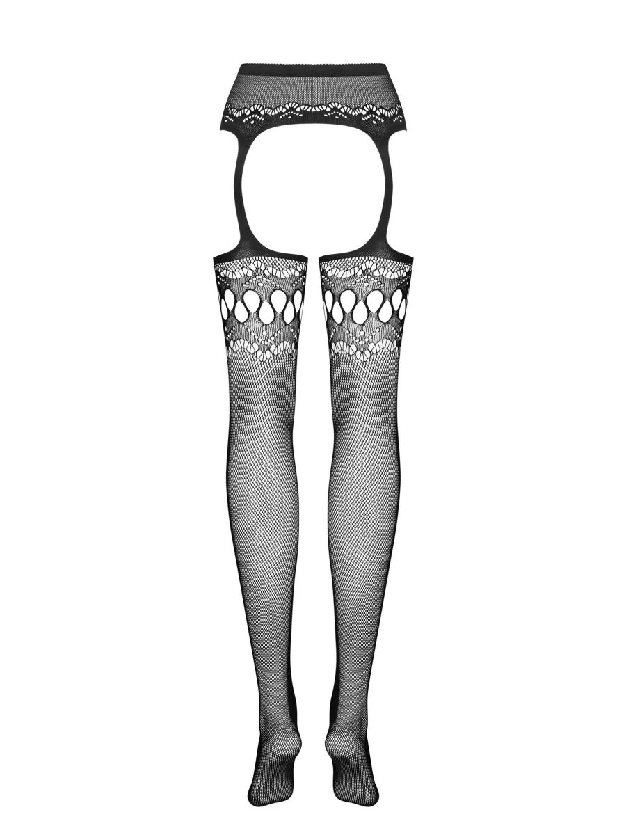 Black Garter Stockings Obsessive S214 — Open Crotch
