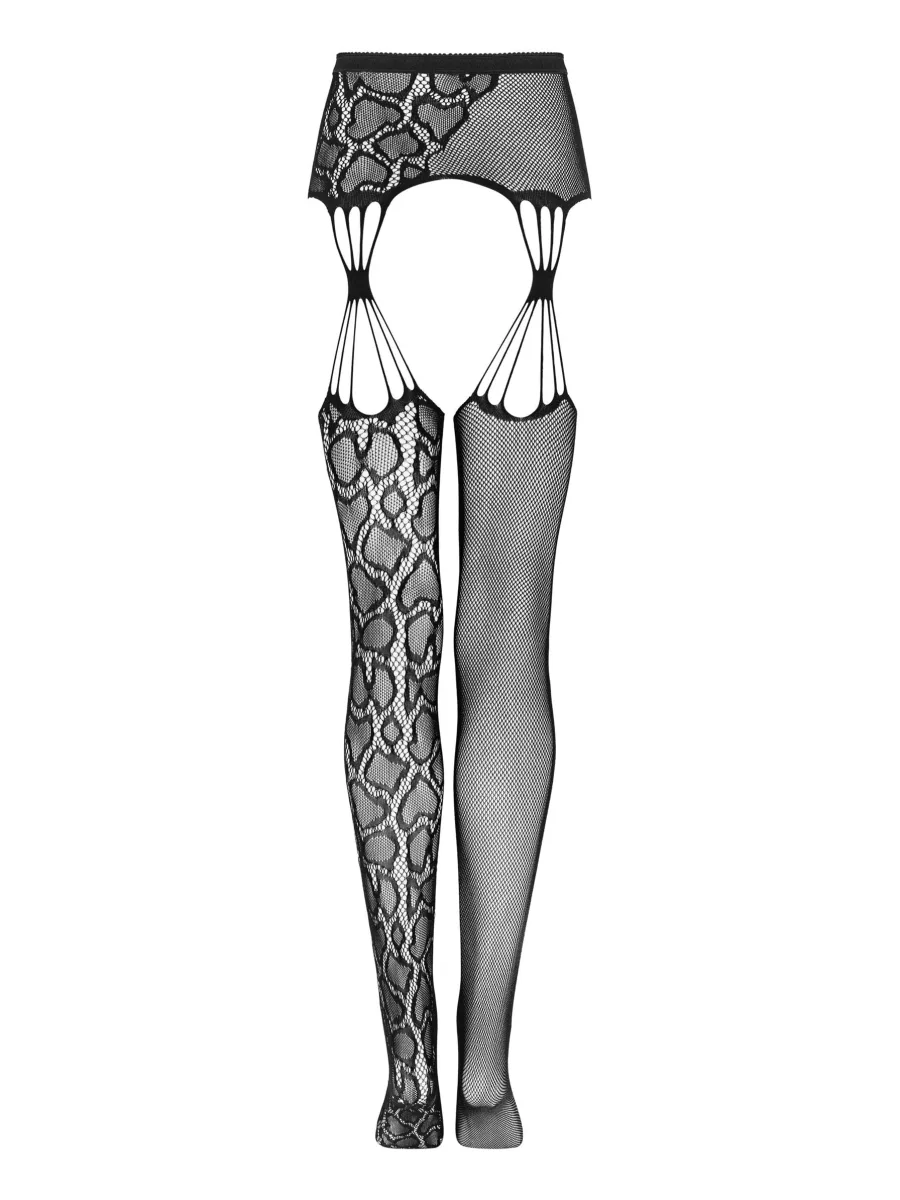 Black Garter Stockings Obsessive S821 — Asymmetrical Pattern Design
