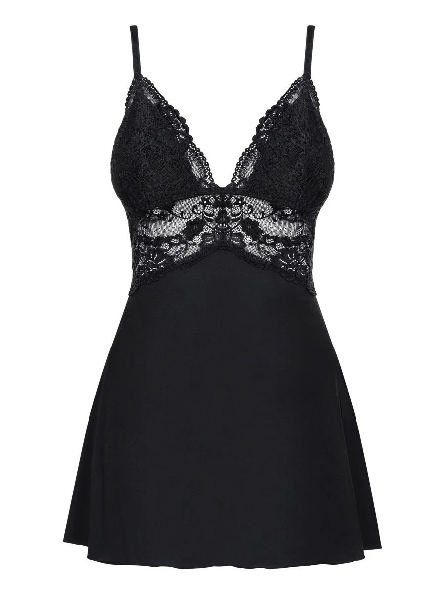 Black Lace Babydoll Obsessive 810-BAB-1 — Padded Cups