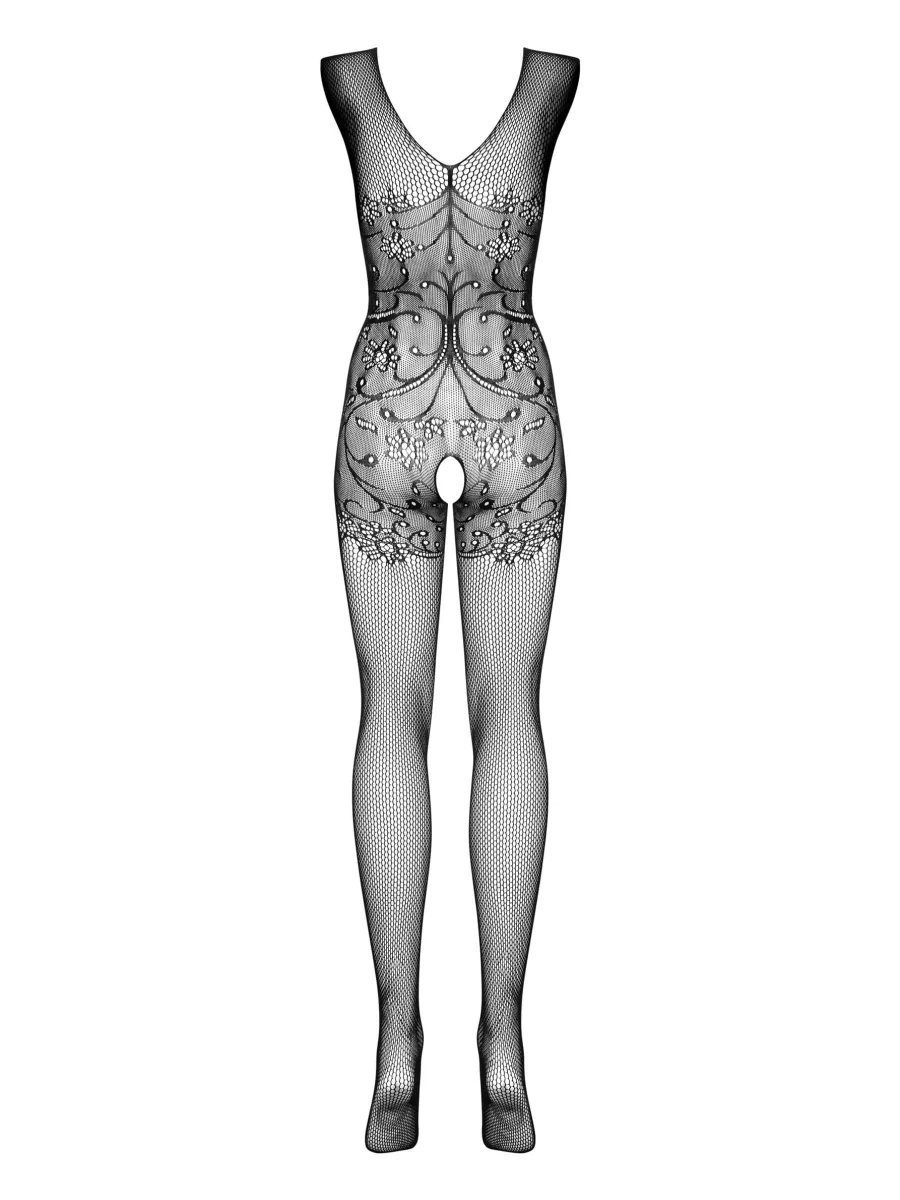 Black Lace Bodystocking Obsessive F234 — Open Crotch