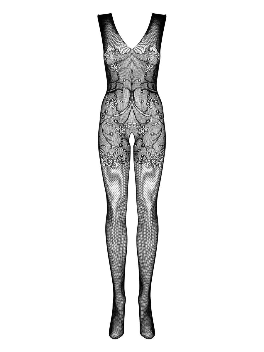 Black Lace Bodystocking Obsessive F234 — Open Crotch