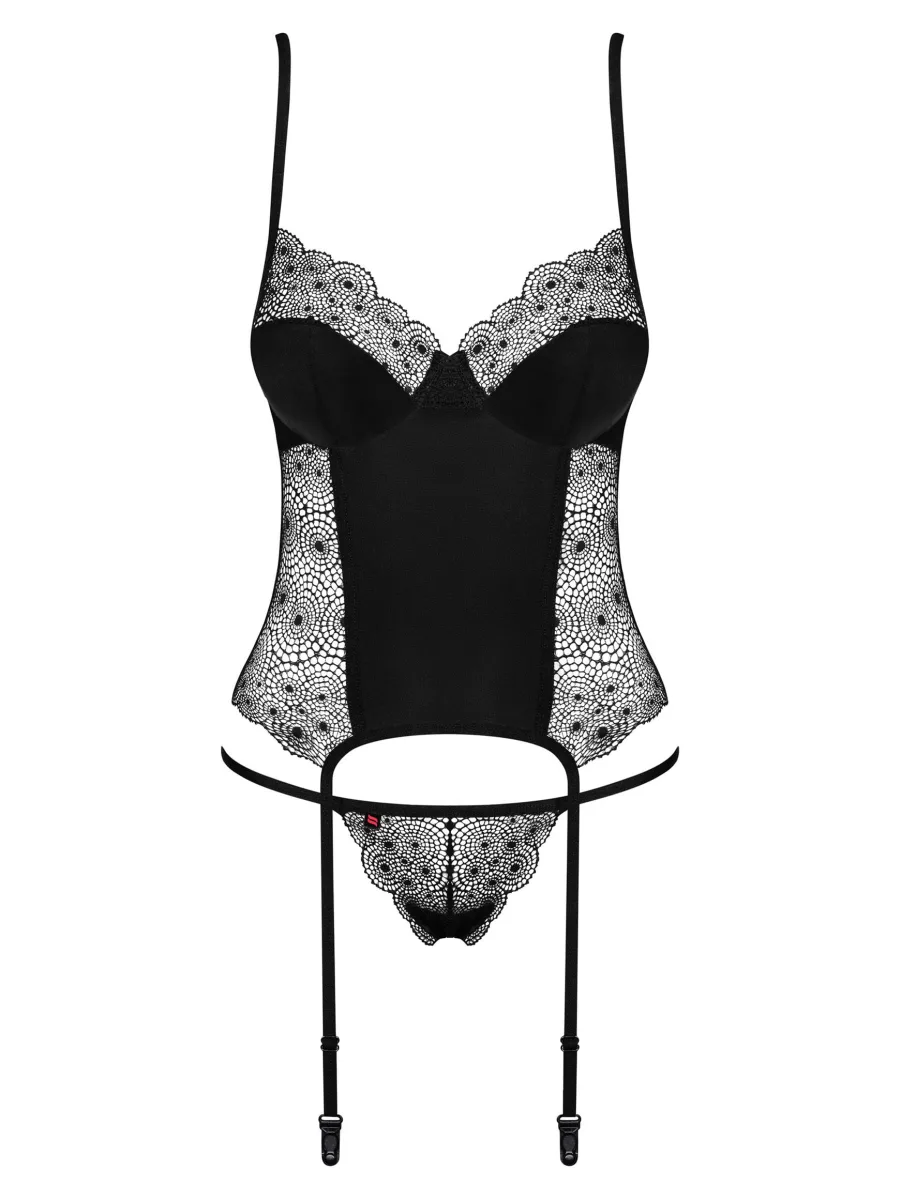 Black Lace Corset Obsessive Sharlotte — Underwired Set