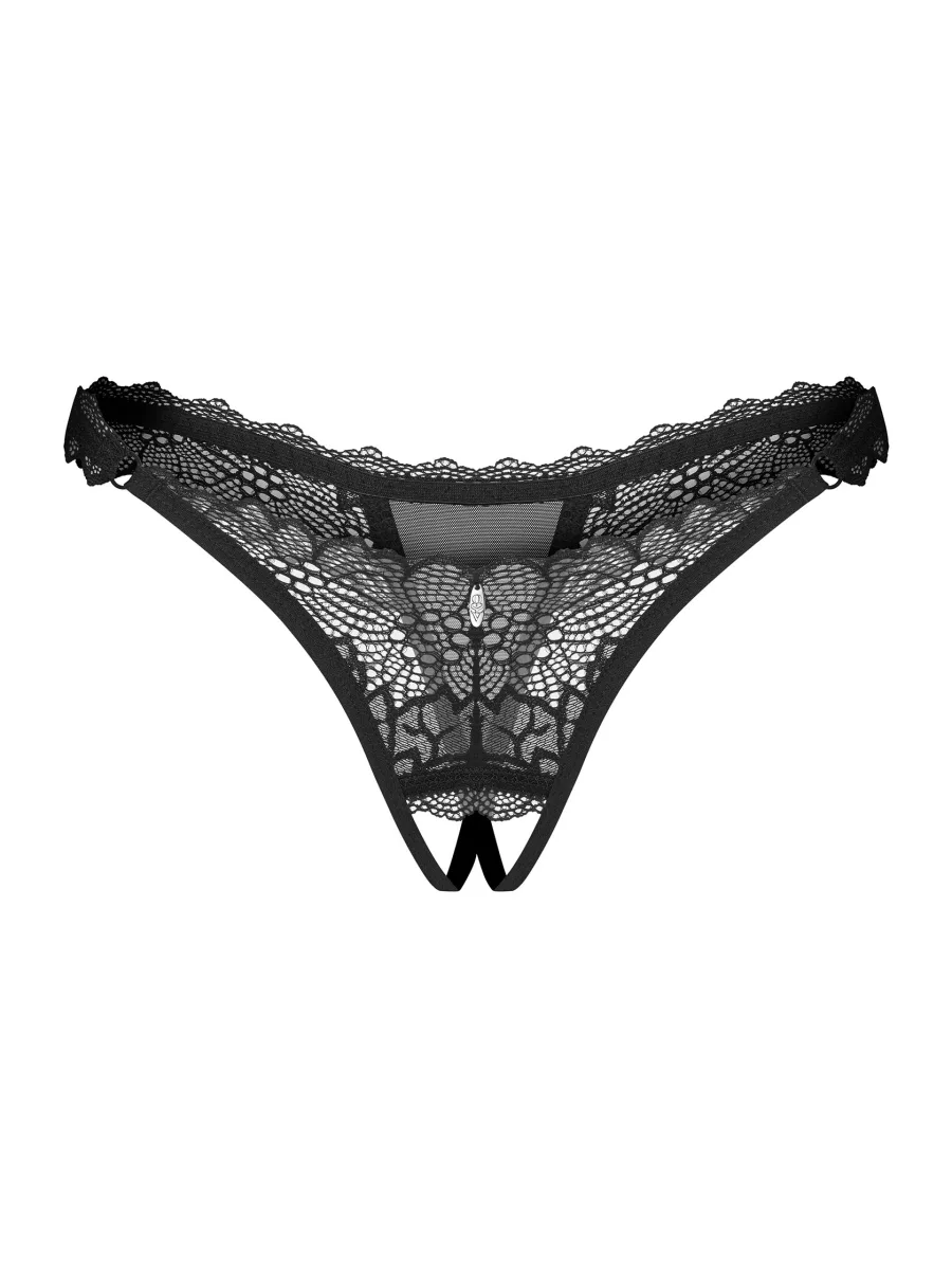 Black Lace Crotchless Thong Obsessive Deina More