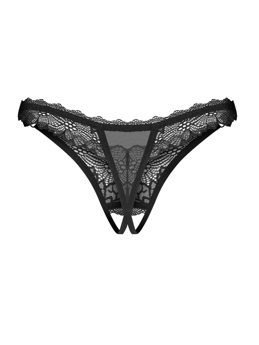 Black Lace Crotchless Thong Obsessive Deina More