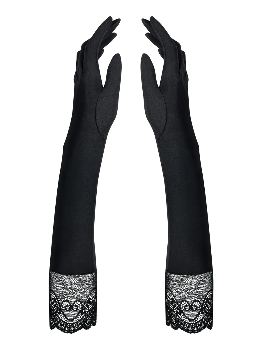 Black Lace Gloves Obsessive Miamor — Rhinestones