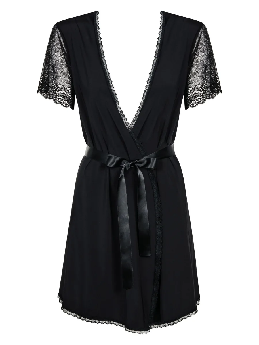 Black Lace Robe Obsessive Miamor — Sheer Sleeves