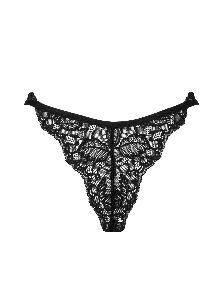 Black Lace Thong Obsessive Bellastia — Floral Details