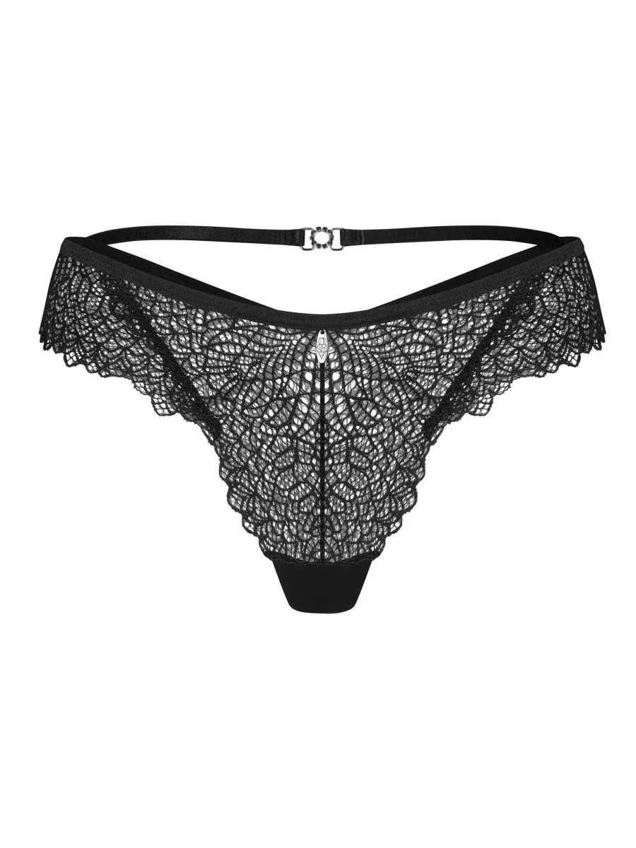 Black Lace Thong Obsessive Iliosa — Decorative Clasp