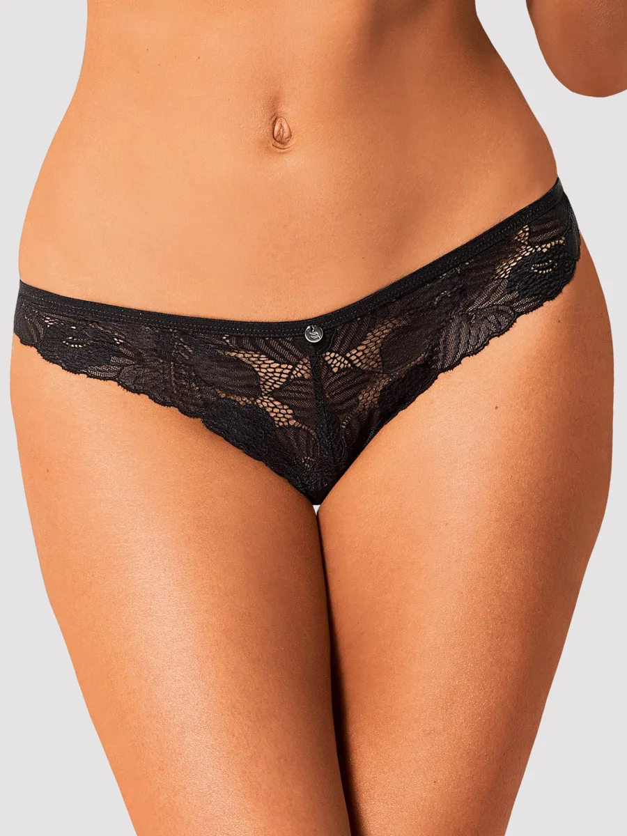 Black Lace Thong Obsessive Serena Love — Floral