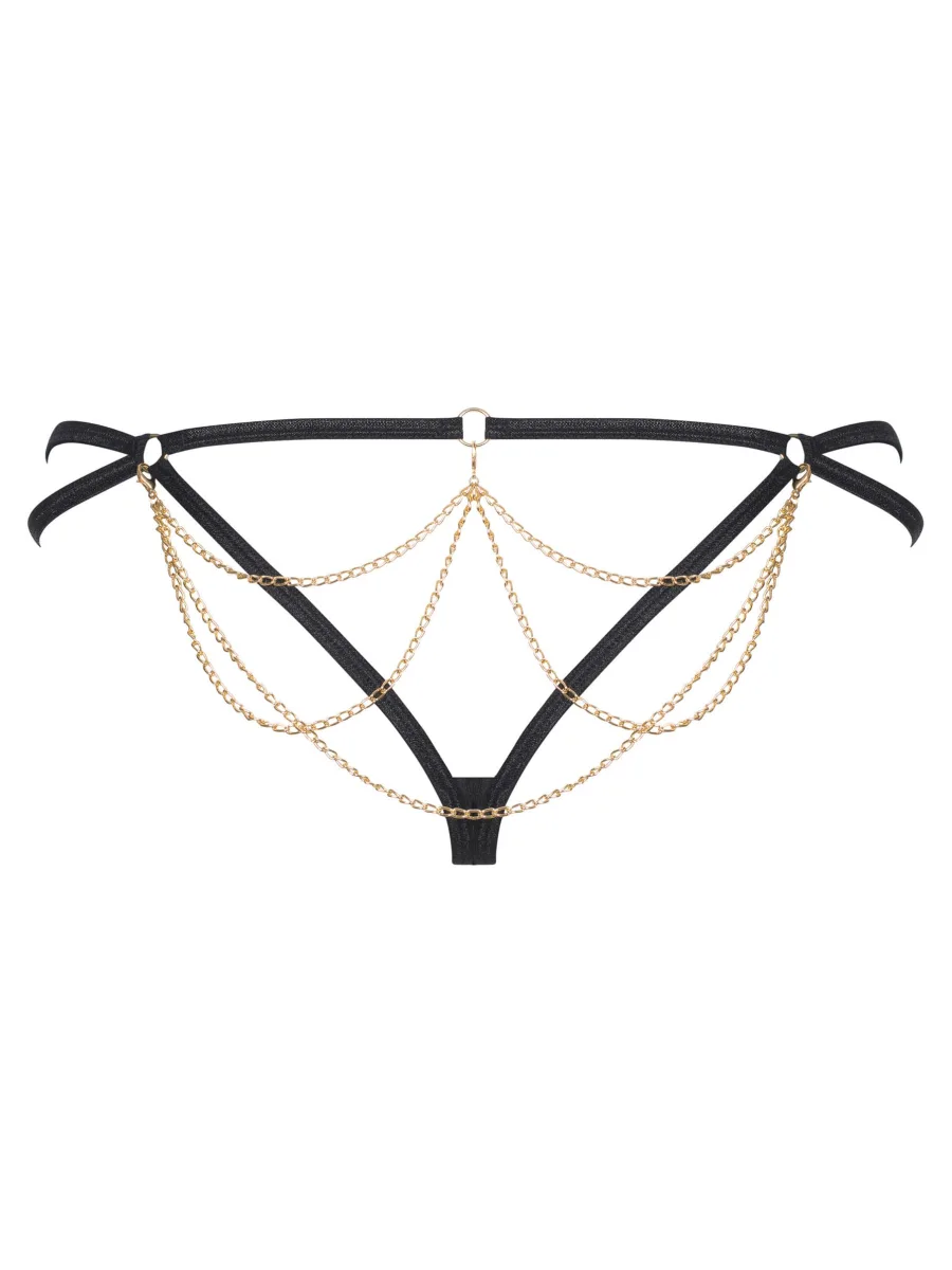 Black Leopard Thong Obsessive Pantheria — Mesh Panties