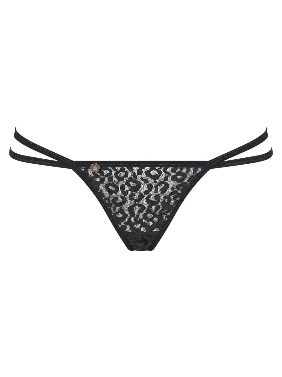 Black Leopard Thong Obsessive Pantheria — Mesh Panties