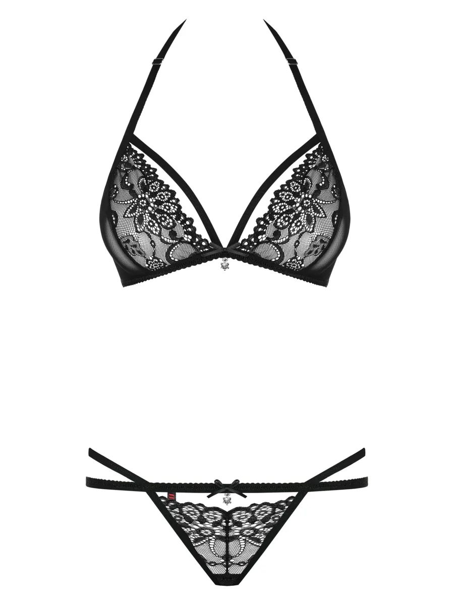 Black Lingerie Set Obsessive 838-SET-1 — Lace Details