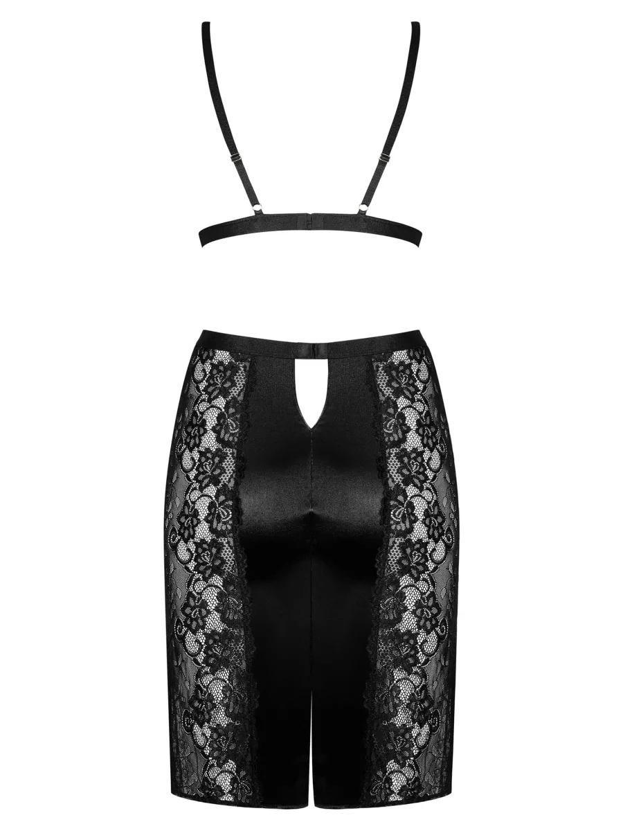 Black Lingerie Set Obsessive Blanita — Satin Lace