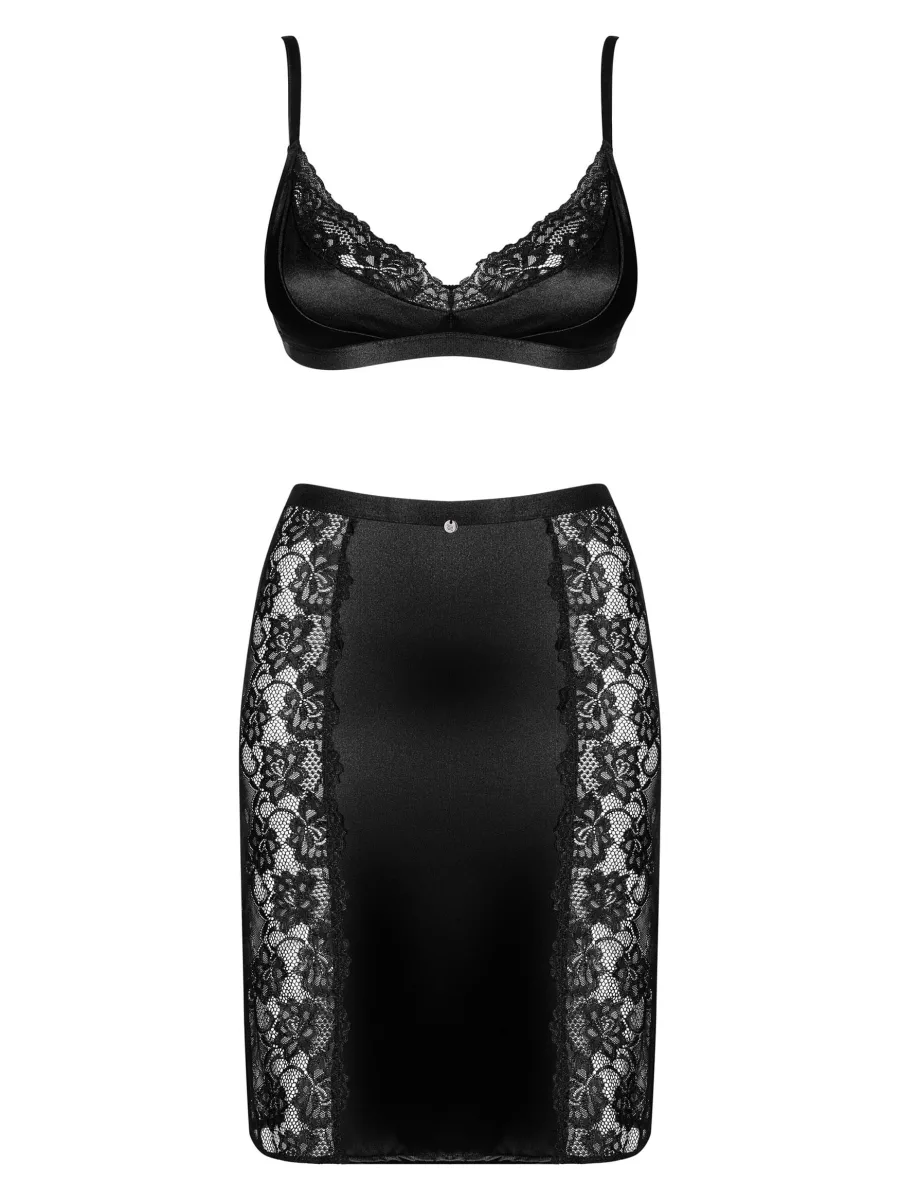 Black Lingerie Set Obsessive Blanita — Satin Lace