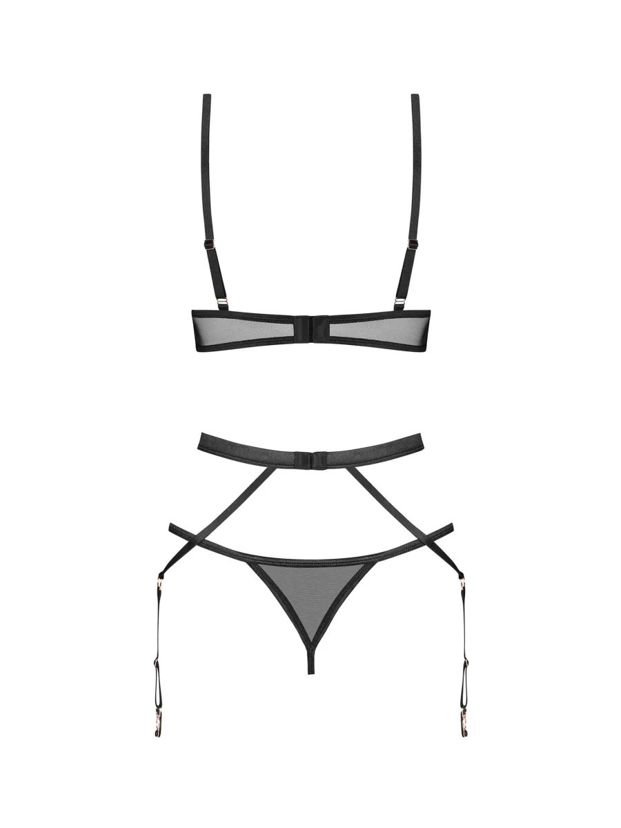 Black Lingerie Set Obsessive Euridia — Sheer Mesh