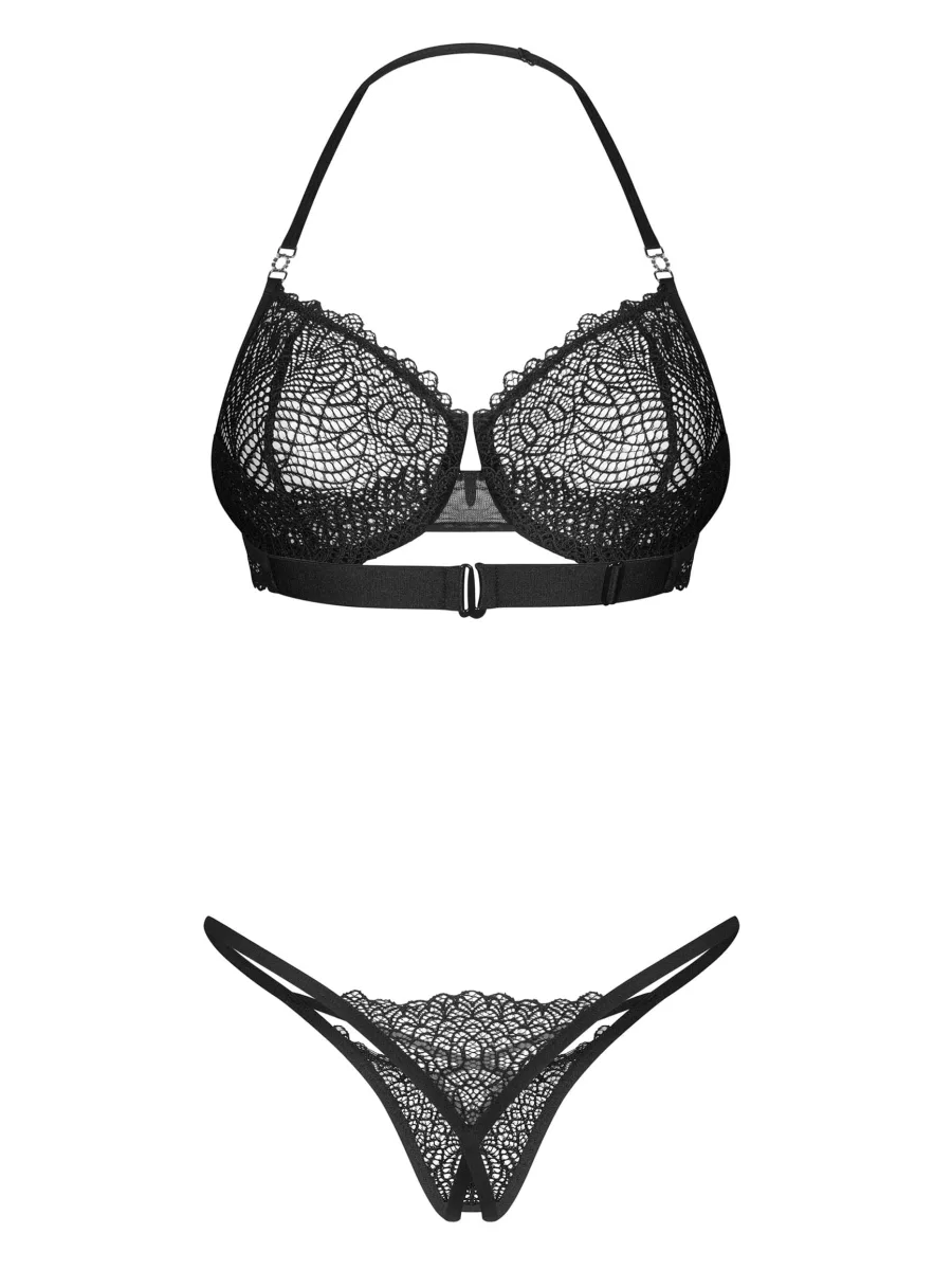 Black Lingerie Set Obsessive Iliosa — Crotchless Thong