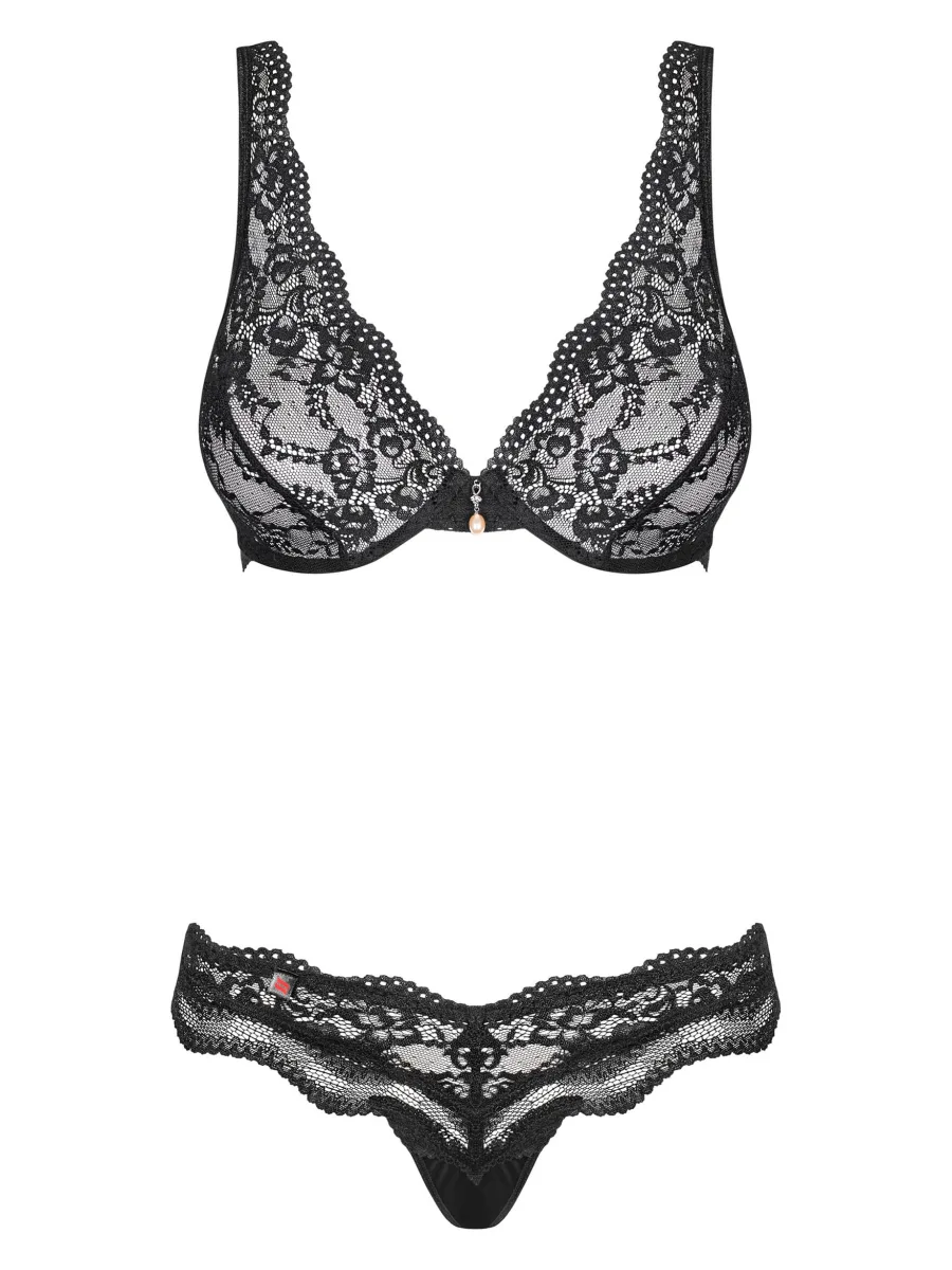 Black Lingerie Set Obsessive Luvae — Lace Bra