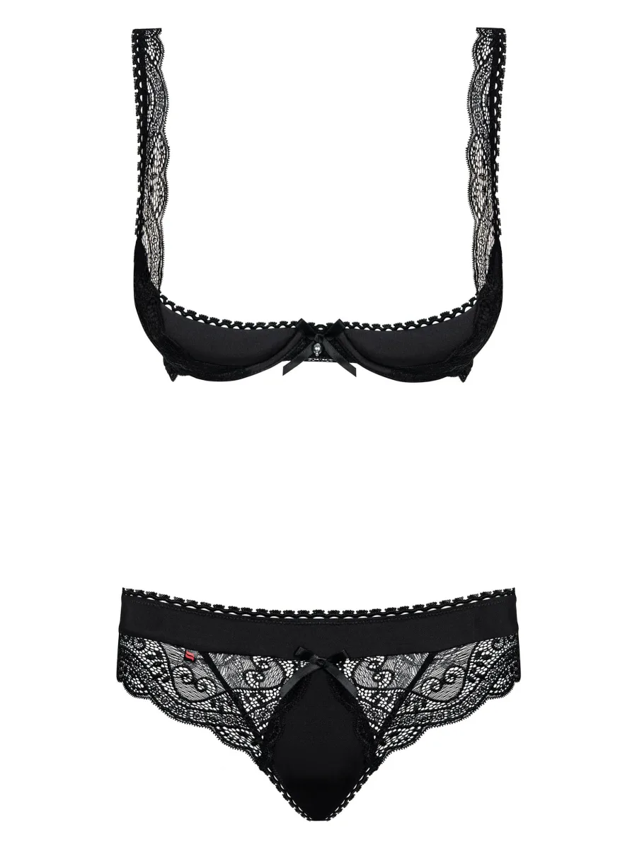 Black Lingerie Set Obsessive Miamor — Lace Cupless Bra