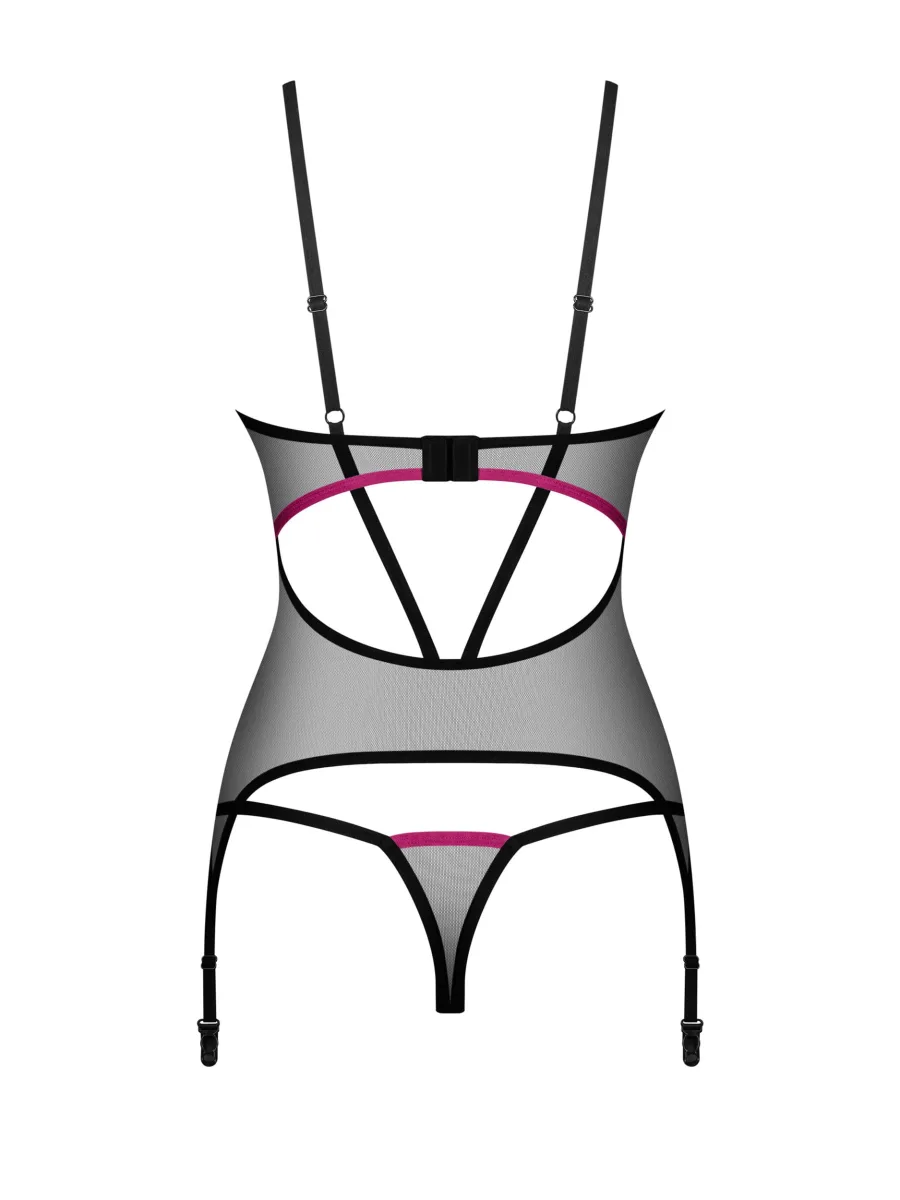 Black Lingerie Set Obsessive Novenes — Mesh Corset