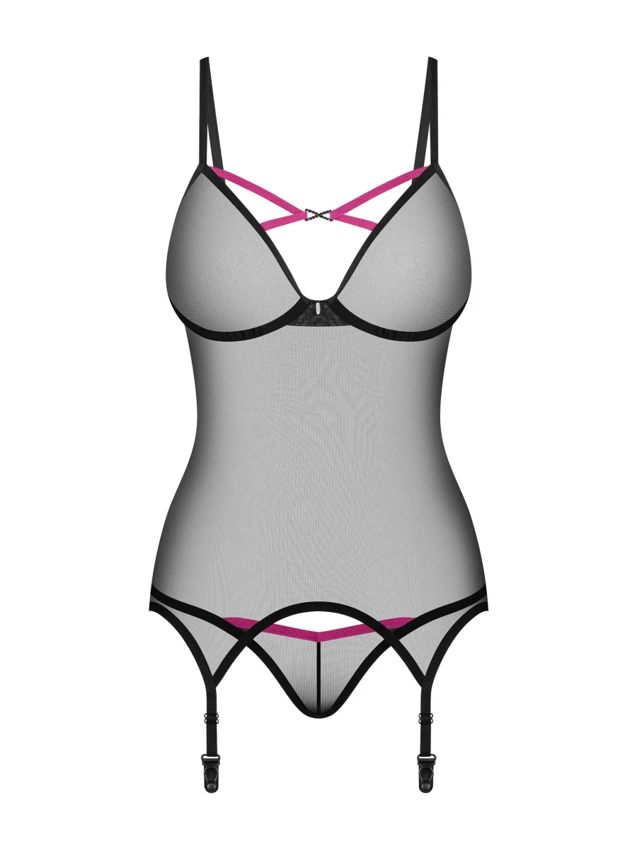 Black Lingerie Set Obsessive Novenes — Mesh Corset