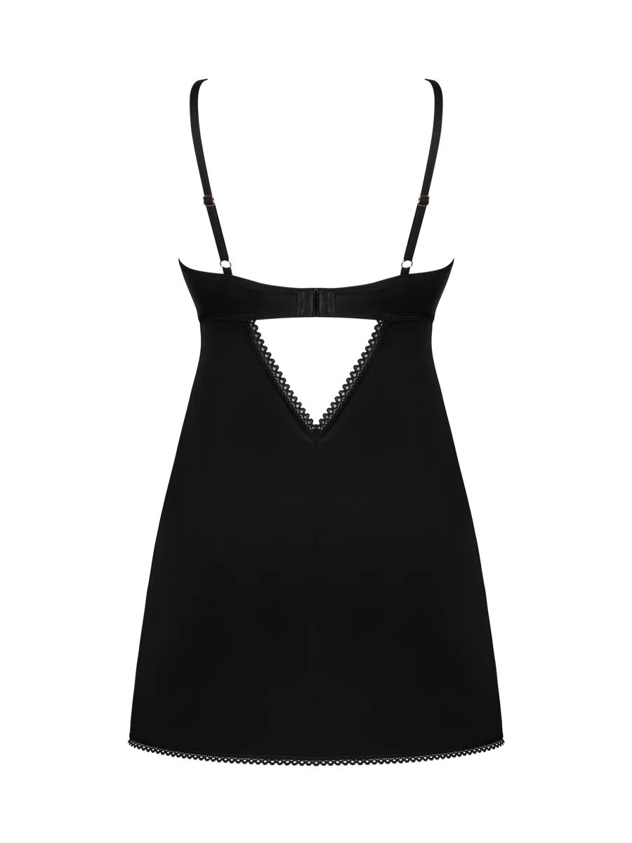 Black Lingerie Set Obsessive Rosenty — Floral Chemise