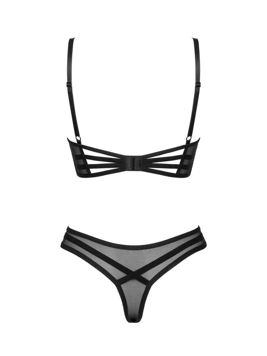 Black Lingerie Set Obsessive Roxelia — Sheer Mesh