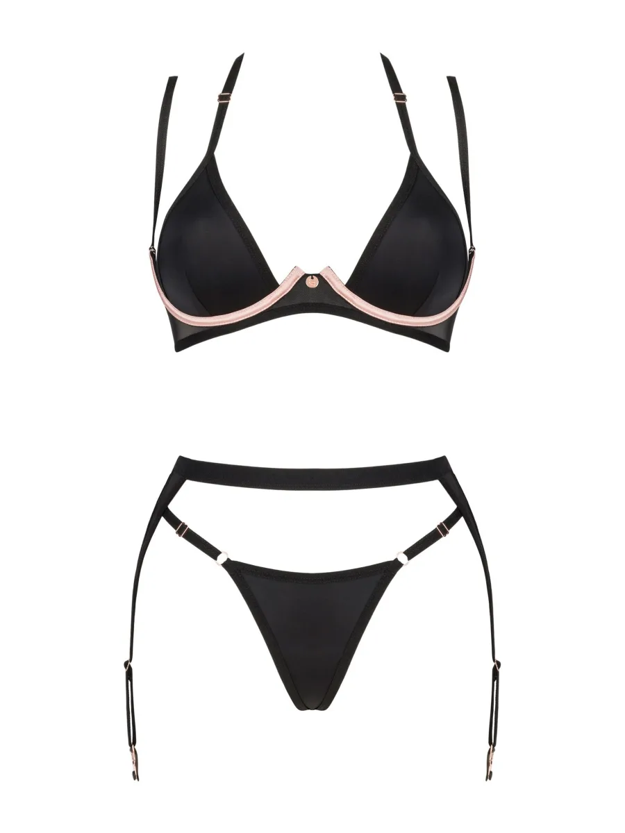 Black Lingerie Set Obsessive Selinne — 3-Piece