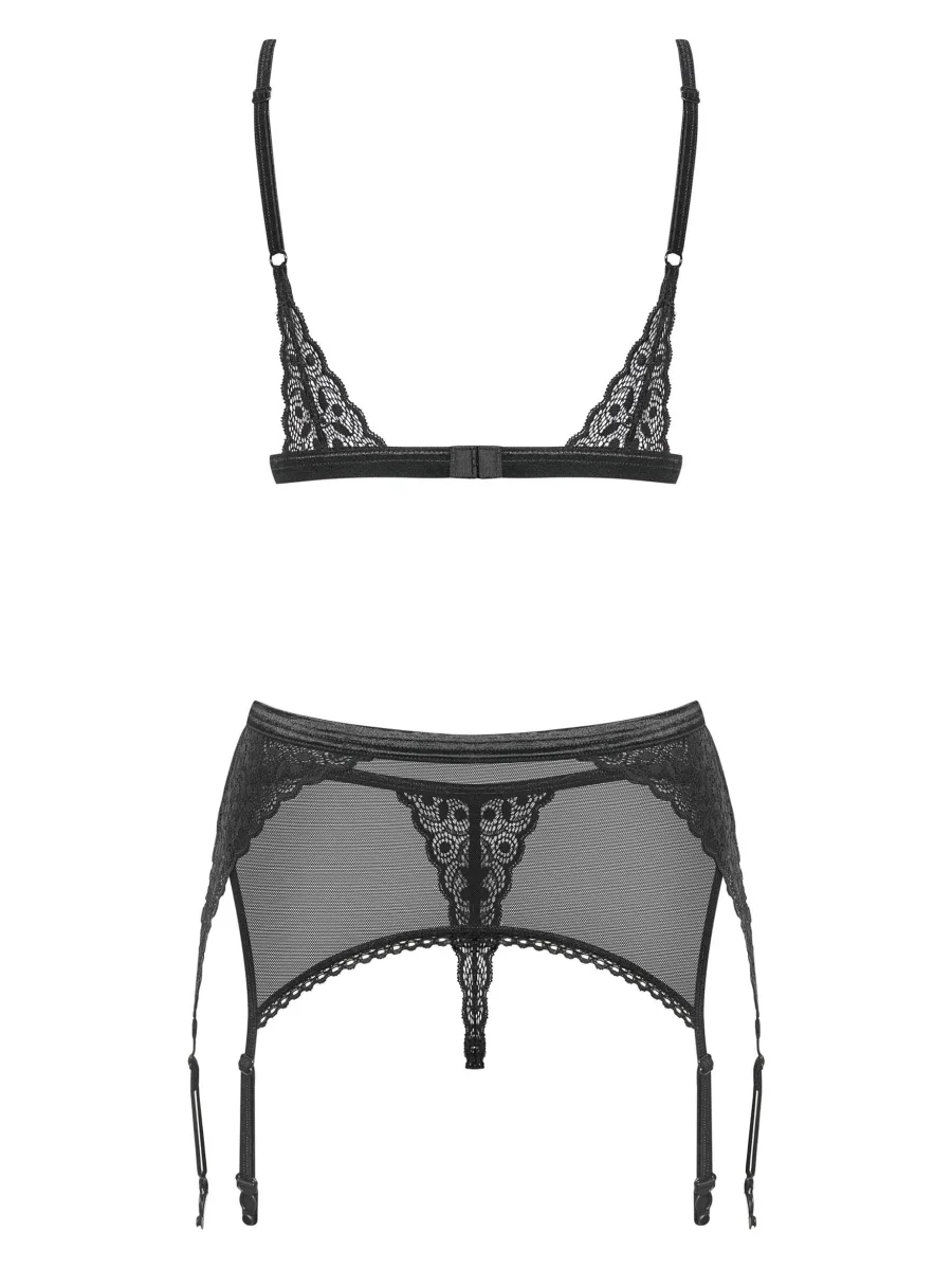 Black Lingerie Set Obsessive Shibu — Geometric Lace