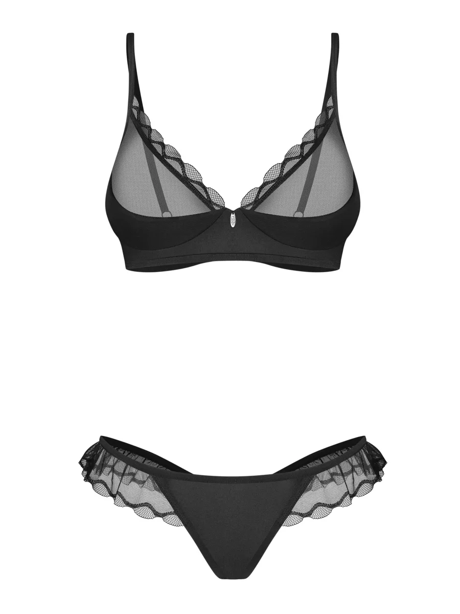 Black Lingerie Set Obsessive Stelisa — Sheer Mesh