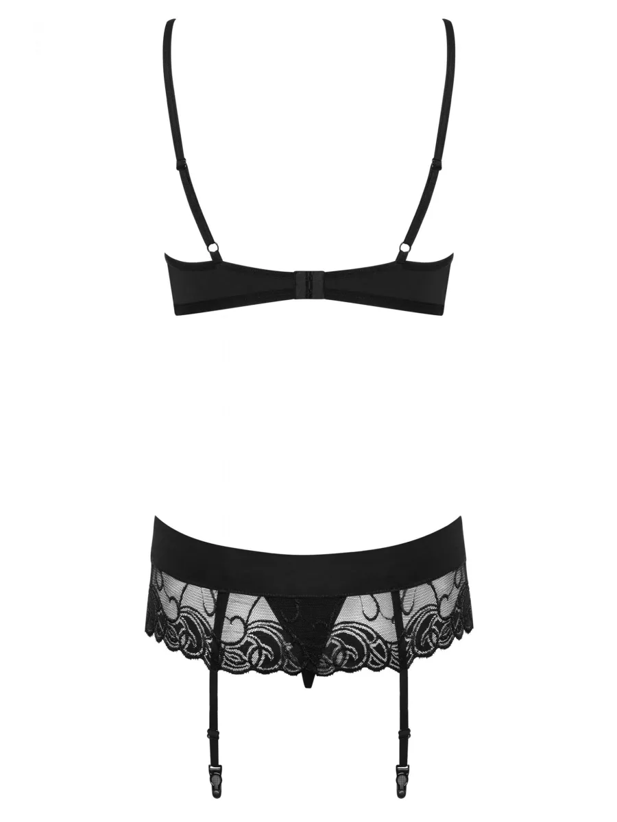 Black Lingerie Set Obsessive Wonderia — 3-Piece Lace