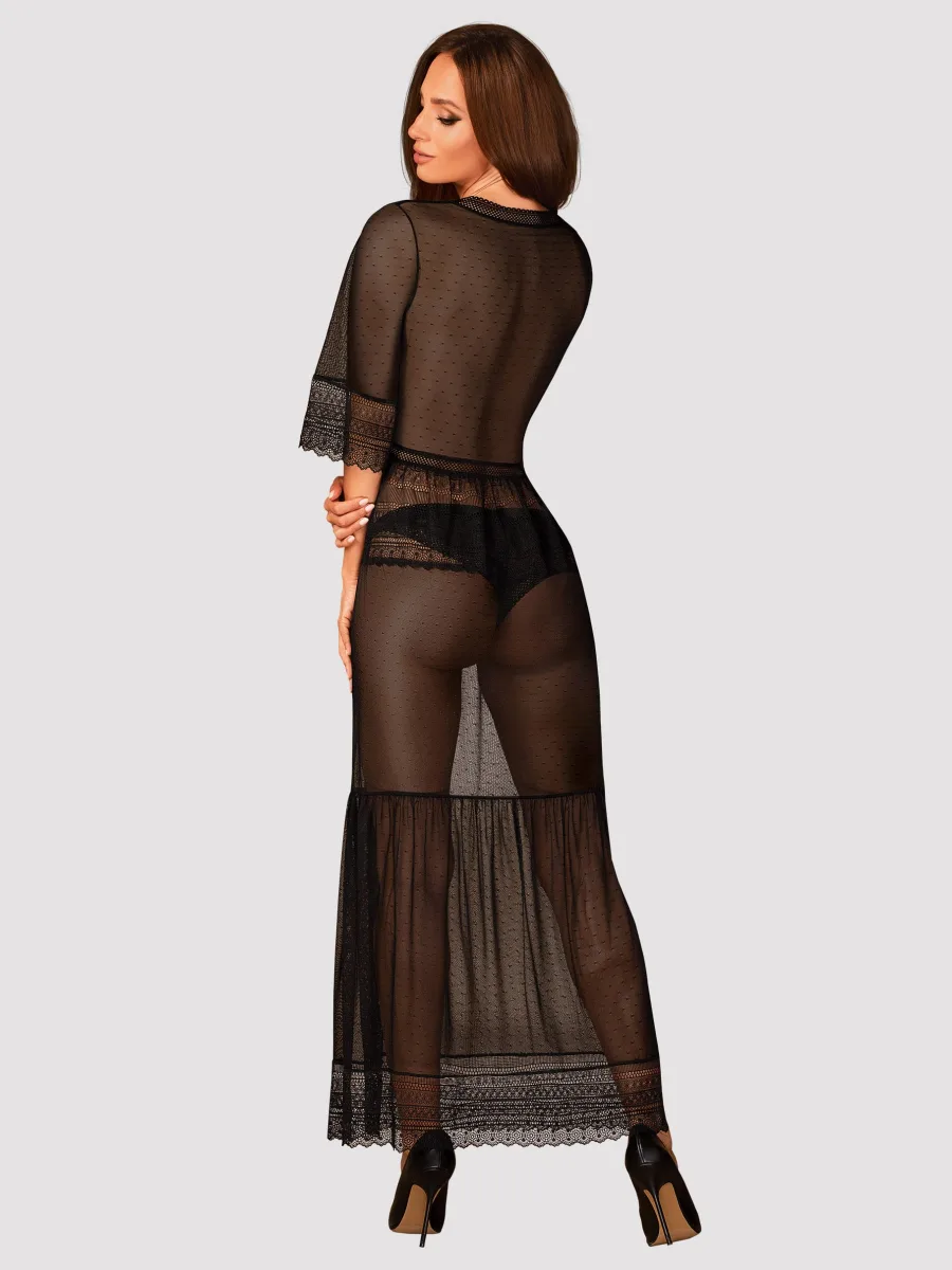 Black Maxi Robe Obsessive Estiqua — Lace