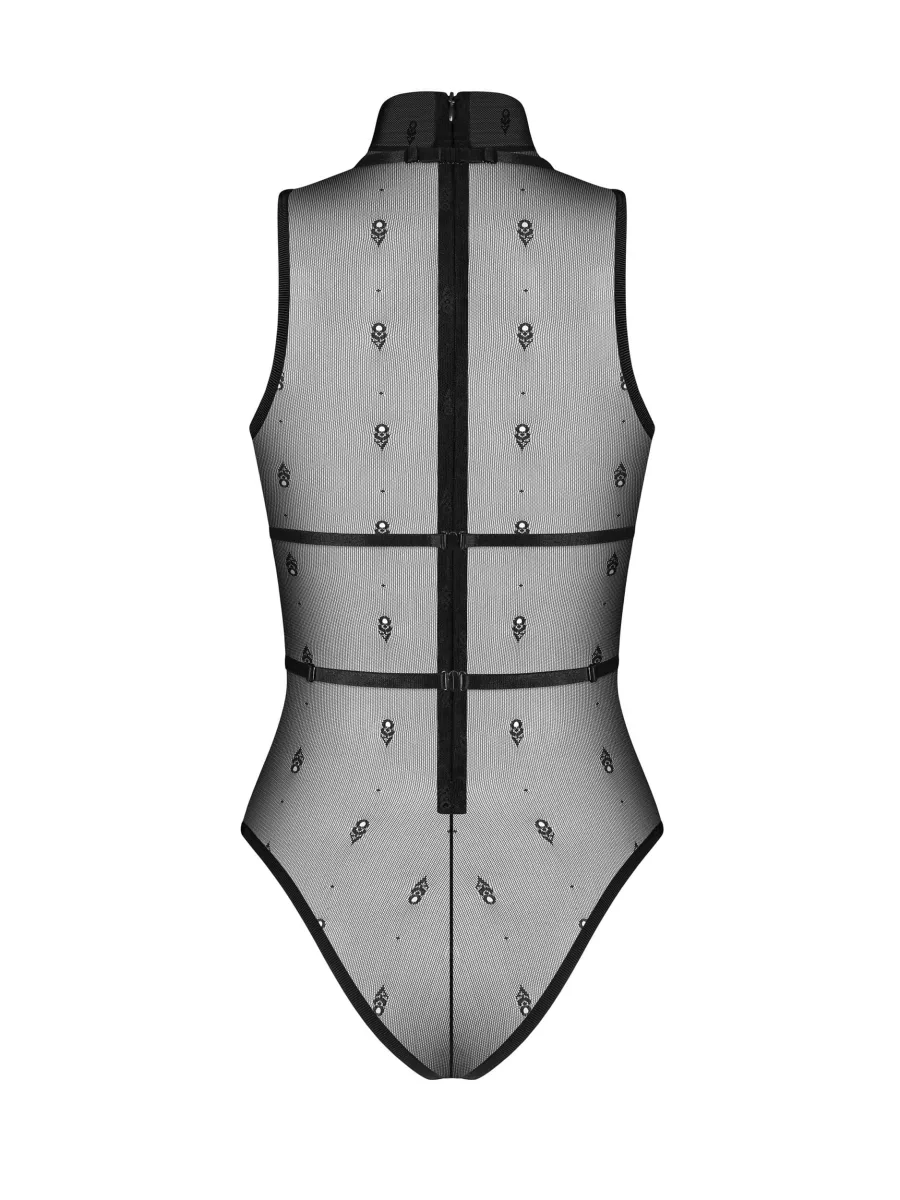 Schwarzer Netz-Body Obsessive Exquisite Anniverse — Harness-Optik
