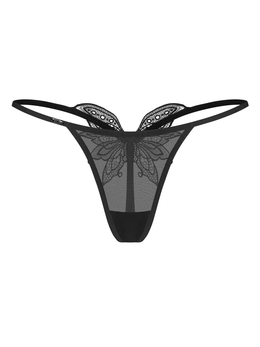 Black Mesh Butterfly Thong Obsessive Veyane