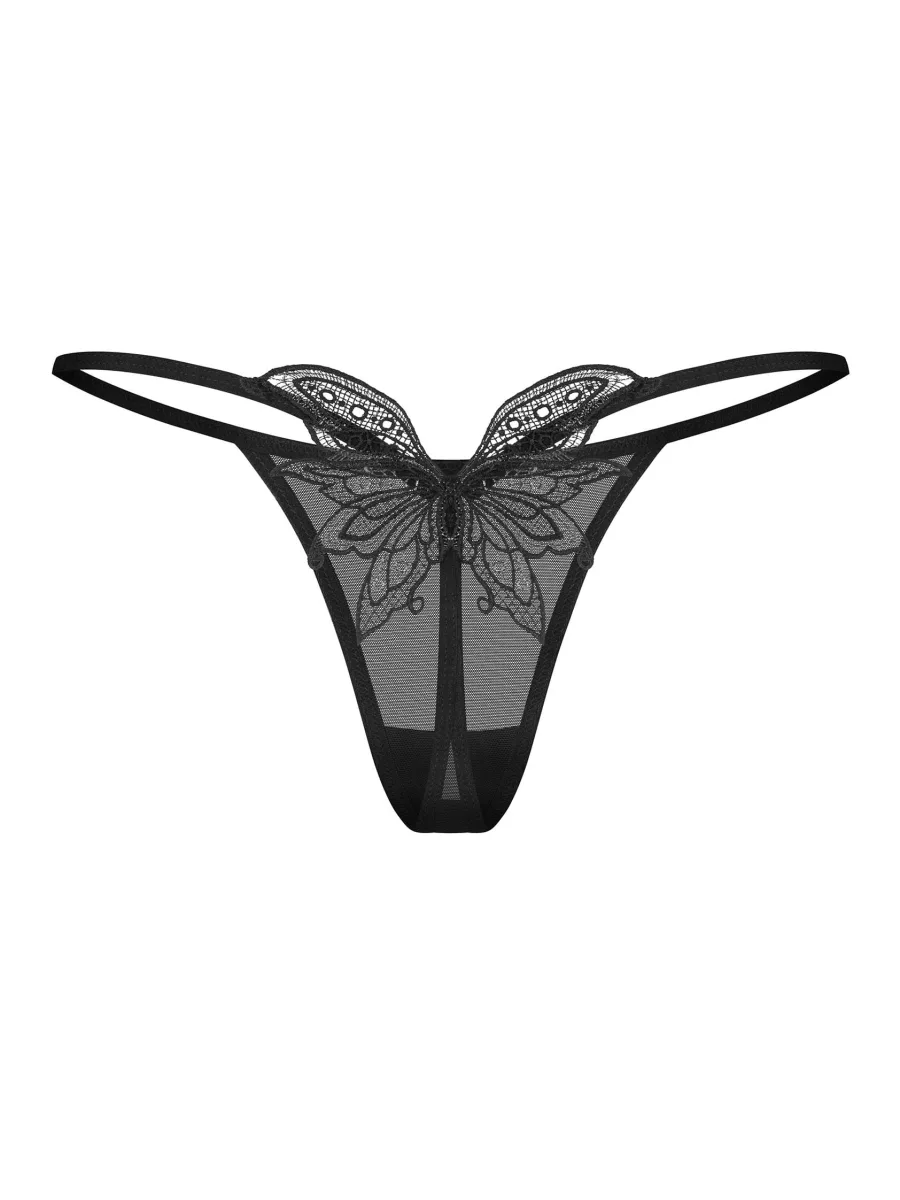 Black Mesh Butterfly Thong Obsessive Veyane