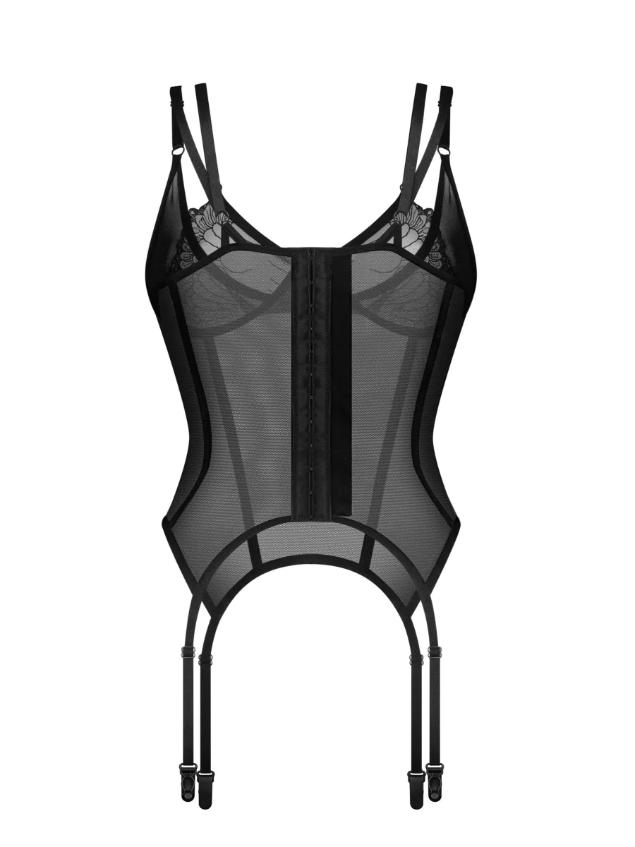 Black Mesh Corset Obsessive Arrowel — Slimming Fit