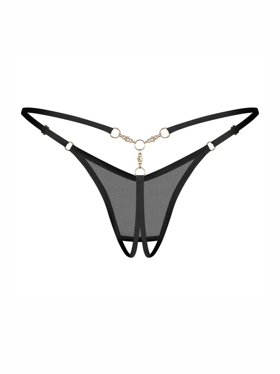 Black Mesh Crotchless Thong Obsessive Oxaria