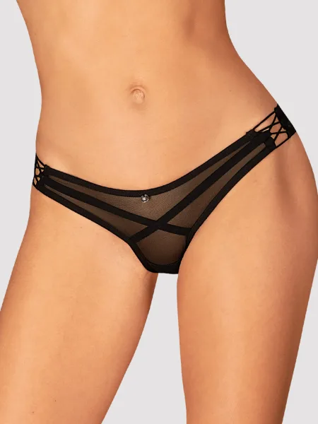 Black Mesh Thong Obsessive Roxelia — Sheer Detail