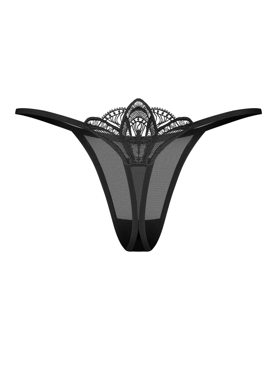 Black Mesh Thong With Lace Back Obsessive Ezmee