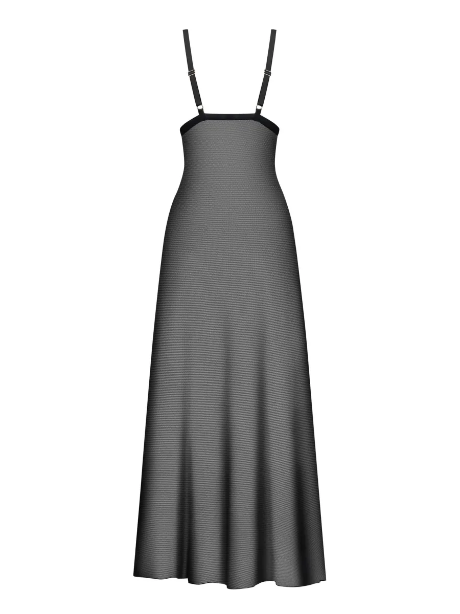 Schwarzes Nachthemd Vila Blanes — Florale Spitze