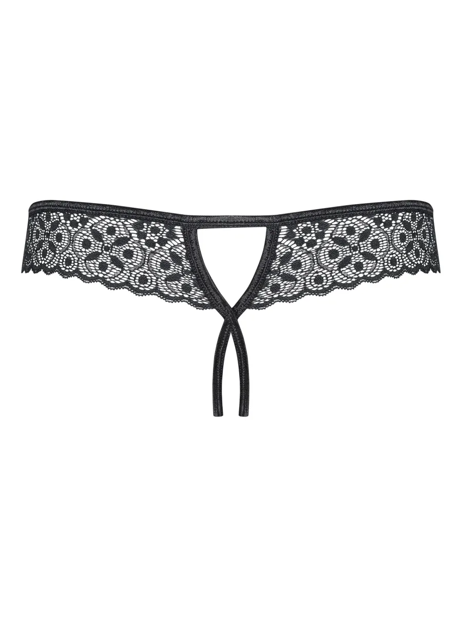 Obsessive Shibu Thong: Schwarzer Slip mit offenem Schritt und geometrischer Spitze