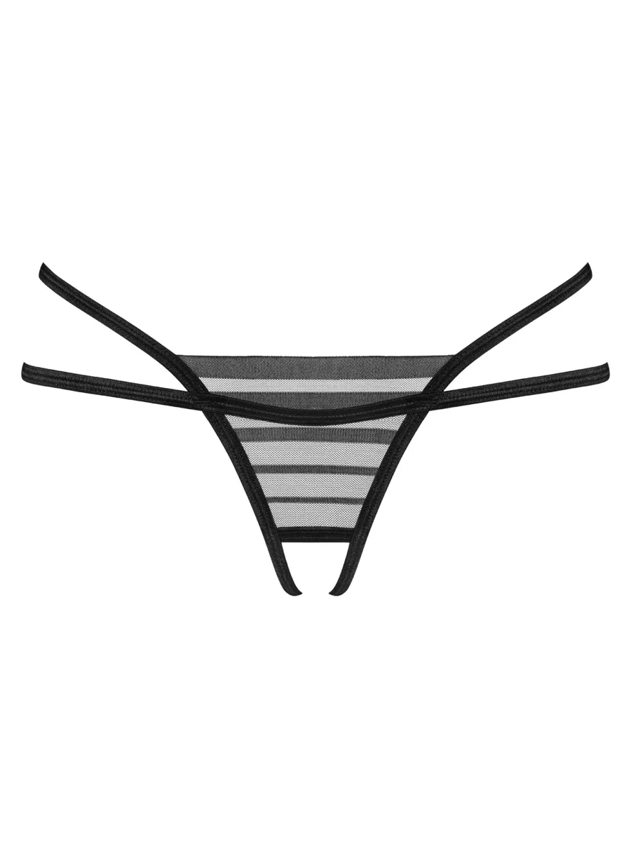 Black Open Thong Obsessive Exquisite Lune Bellis — Double Straps