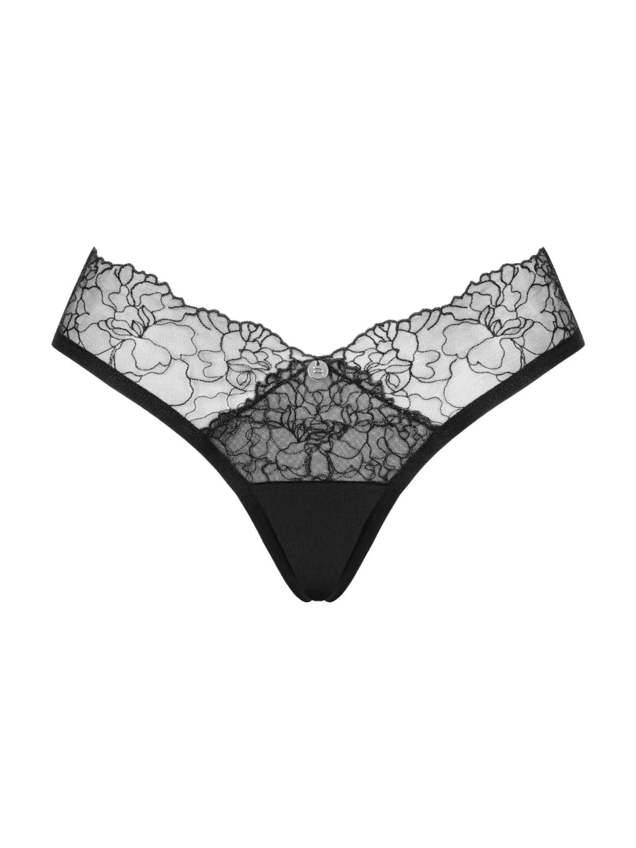 Black Panties Obsessive Bella Rou — Floral Lace