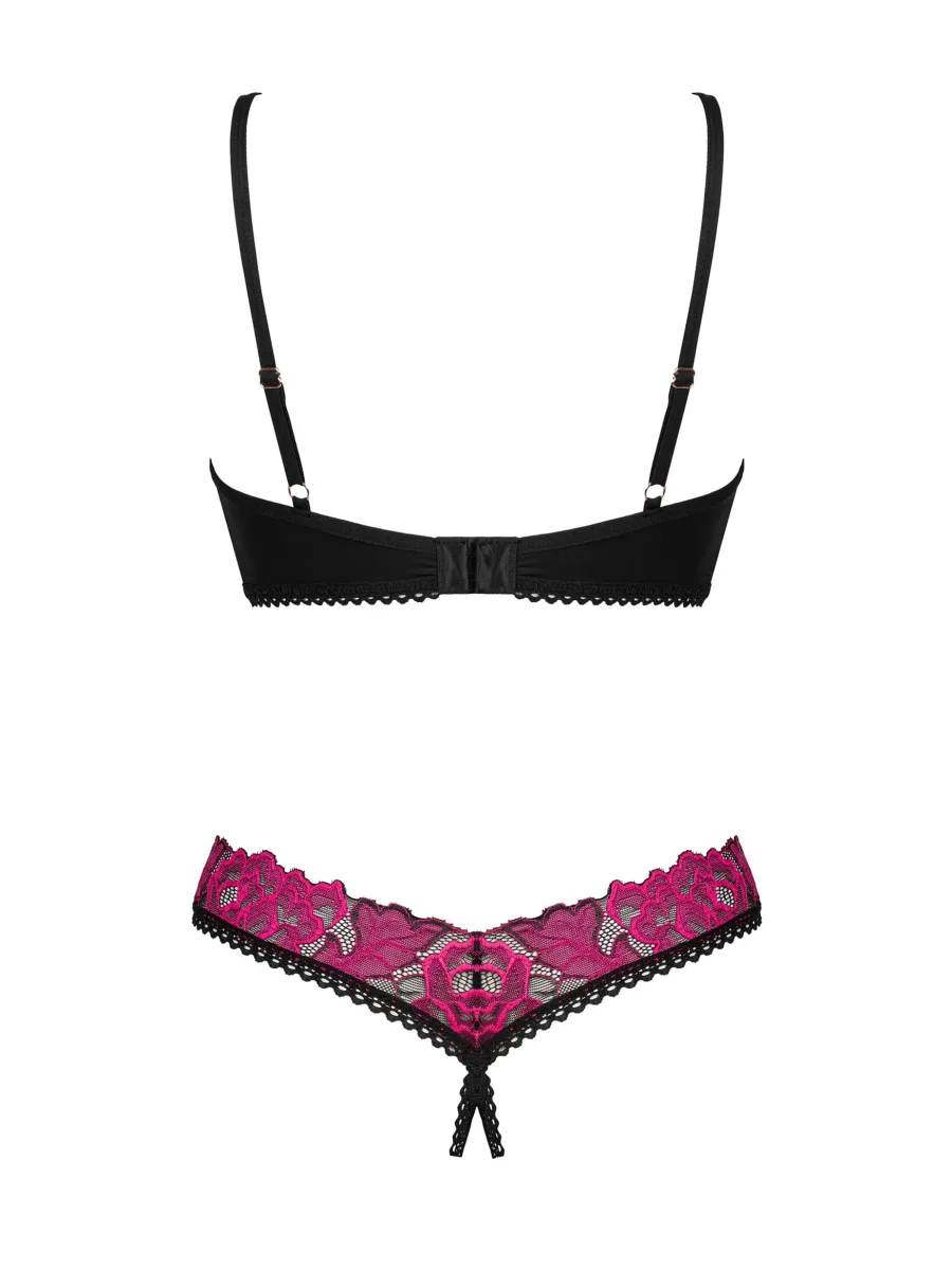 Black Pink Set Obsessive Rosenty — Open Thong
