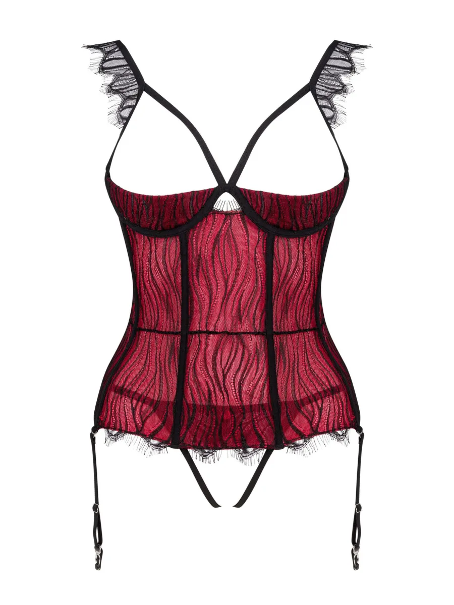 Black Red Corset Obsessive Denissa — Cupless Set