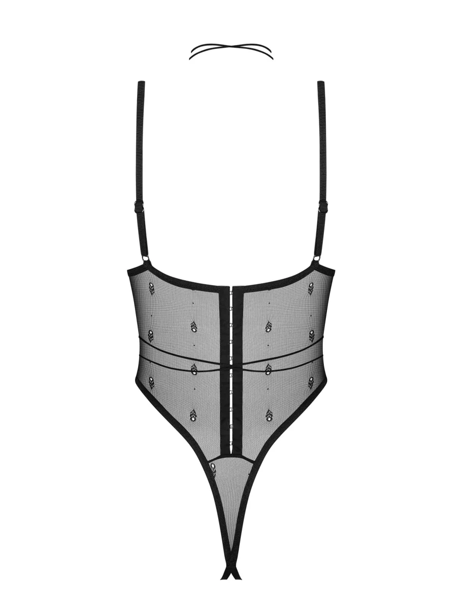 Black Sheer Bodysuit Obsessive Exquisite Anniverse — Exquisite Teddy