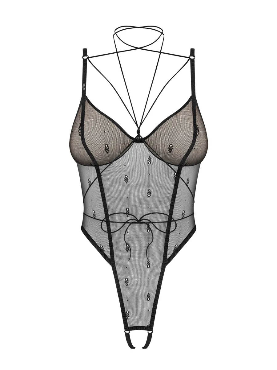 Black Sheer Bodysuit Obsessive Exquisite Anniverse — Exquisite Teddy