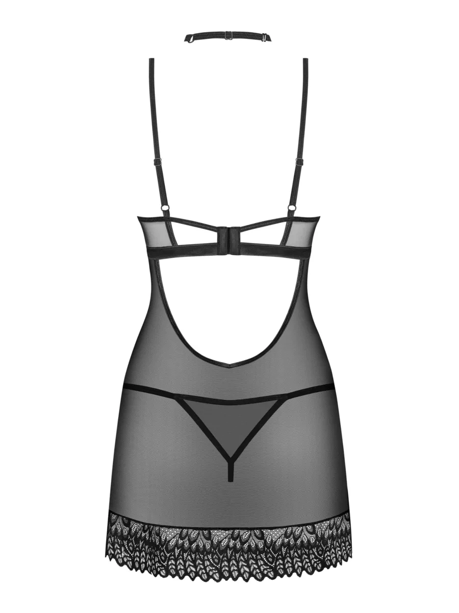 Black Sheer Chemise Thong and Choker Obsessive Donarella