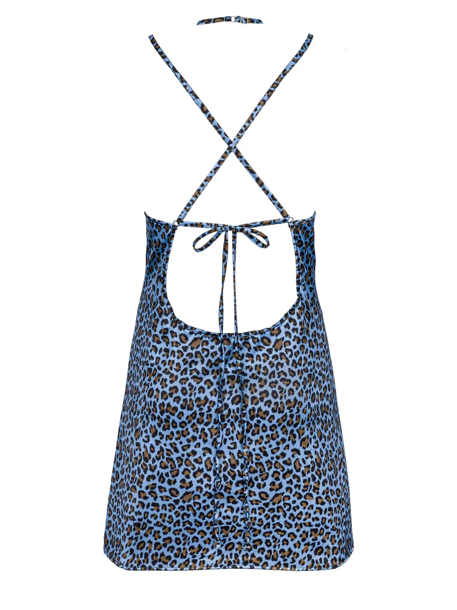 Blue Leopard Chemise Obsessive Nadines — Lace Set